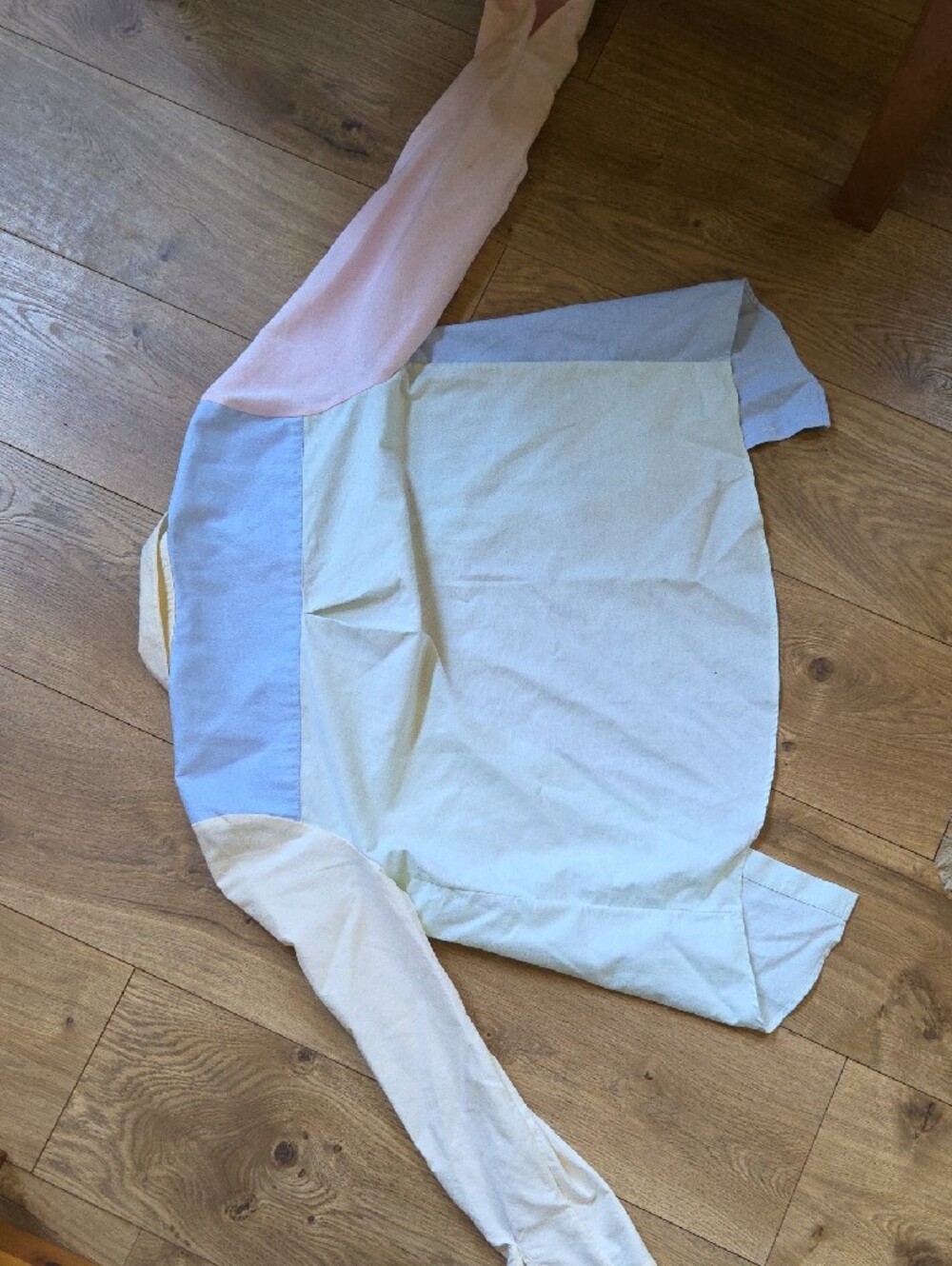 Sezane Colorblock Button-Down Shirt in Pastel Blue, Pink & Cream - Picture 4 of 5